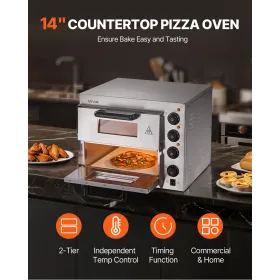 Commercial Countertop Pizza Oven Electric Pizza Oven for 14" Pizza Indoor