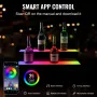 LED Lighted Liquor Bottle Display, 2 Tiers 24 Inch Commercial Illuminated Home Bar Shelf, 2 Steps Whiskey Rack Stand, Acrylic Dr