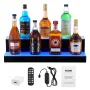 LED Lighted Liquor Bottle Display, 2 Tiers 24 Inch Commercial Illuminated Home Bar Shelf, 2 Steps Whiskey Rack Stand, Acrylic Dr