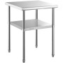 Stainless Steel Prep Table, 24 x 24 x 36 Inch, 600lbs Load Capacity Heavy Duty Metal Worktable with Adjustable Undershelf &