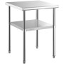 Stainless Steel Prep Table, 24 x 24 x 36 Inch, 600lbs Load Capacity Heavy Duty Metal Worktable with Adjustable Undershelf &