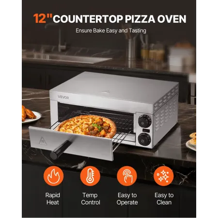 Elektrisk bordplade Pizza Oven 12 "1500W Justerbar temp
