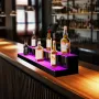 LED Lighted Liquor Bottle Display, 2 Tiers 48 Inch Commercial Illuminated Home Bar Shelf, 2 Steps Whiskey Rack Stand, Acrylic Dr