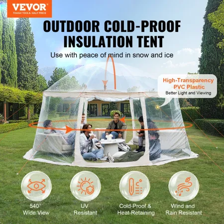 Sports Tent, 12-15 People, Instant Pop-Up Tent Shelter Weatherproof Pod, Outdoor Bubble Clear View Tent, Climate Canopy Shelter 