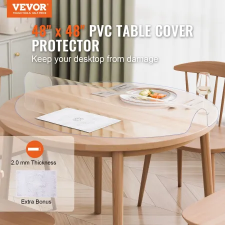 PVC Tabel Protector 48 tommer Rund klar