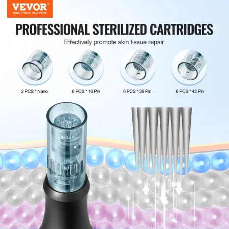Professional Microneedling Pen, Electric Derma Pen with 20PCS Disposable Cartridges, 6 Variable Speed Skin Care Beauty Device wi