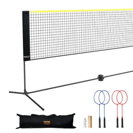 Badminton net, højdejusterbart volleyballnet, 20ft bredt sammenfoldeligt pickleball net, bærbart tennisnet sæt med poler,