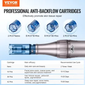 M8S professionel mikronedling pen 6-trins elektrisk skønhed pen 20 nåle
