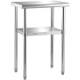 Stainless Steel Prep Table, 24 x 18 x 36 Inch, 600lbs Load Capacity Heavy Duty Metal Worktable with Adjustable Undershelf &