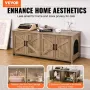 Cat Litter Box Enclosure for 2 Cats, Litter Box Furniture Hidden with Double Rooms, Wooden Cat Box Cabinet Fit Most of Litter Bo