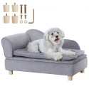 Pet Sofa, Dog Couch for Medium-Sized Dogs and Cats, Soft Velvety Dog Sofa Bed, 36.7 kg Loading Cat Sofa, Grey