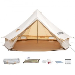 4M Bell Tent 5-8 Persons Canvas Tent with Stove Hole Cotton Canvas Tents Yurt Tent for Camping 4-Season Waterproof Bell Tent