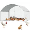 Chicken Coop, 3x1.97x1.99 m Walk-in Large Metal Chicken Run til gårdhave med vandtæt dækning, Doom Roof Hen House med sikkerhed