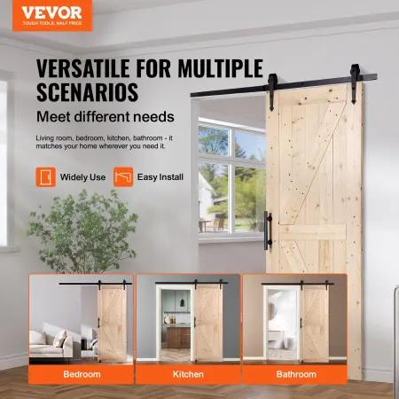 Stald dør og hardware -kit 30 "x 84" træ glidende stalddør sæt