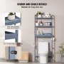 Over the Toilet Storage, 3-Tier Adjustable Over Toilet Bathroom Organizer, Bamboo Storage Shelf Rack with 3 Hooks, Freestanding 