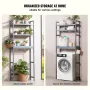 Over the Toilet Storage, 3-Tier Adjustable Over Toilet Bathroom Organizer, Bamboo Storage Shelf Rack with 3 Hooks, Freestanding 