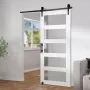 Stalddør og hardware -kit 42 "x 84" træ og glas glidende