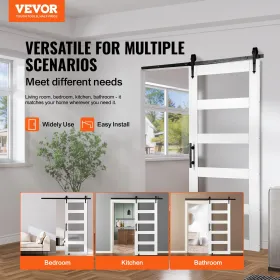 Stalddør og hardware -kit 30 "X 84" Træ og glasskydedørdørsæt