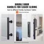 Barn Door and Hardware Kit, 30" x 84" Wood and Glass Sliding Barn Door, Smoothly and Quietly, Barn Door Kit with 8-in-1 Floor Gu