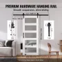 Barn Door and Hardware Kit, 32" x 84" Wood and Glass Sliding Barn Door, Smoothly and Quietly, Barn Door Kit with 8-in-1 Floor Gu