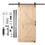 Barn Door and Hardware Kit, 42" x 84" Wood Sliding Barn Door, Smoothly and Quietly, Barn Door Kit with 8-in-1 Floor Guide and Do