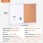 36 "X 24" Whiteboard & Cork Board Combo med aluminiumsramme til