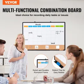 36 "X24" Månedlig kalender tavle & Cork Board Combo med aluminiumsramme