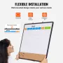 36"x 24" Monthly Calendar Whiteboard & Cork Board Combo with Aluminum Frame – 2-in-1 Magnetic Dry Erase Bulletin Board for Wall 