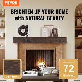 Pejs mantel træ hylde flydende rustik mantel hylde 72 "lysebrun