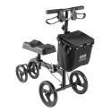 Folding Knee Scooter, Carbon Steel Steerable Knee Walker with Height-Adjustable Handlebar & Knee Pad, All-Terrain Solid Wheels,