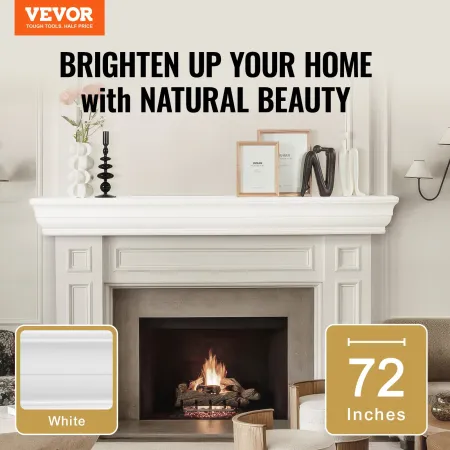 Pejs mantel træ hylde flydende stue mantel hylde 72 "hvid