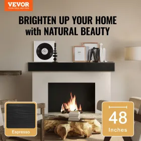 Pejs mantel træ hylde flydende rustik pejs mantel 48 "espresso