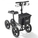 Folding Knee Scooter, Aluminum Steerable Knee Walker with Height-Adjustable Handlebar & Knee Pad, 12" All-Terrain Wheels, Dual