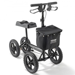 Folding Knee Scooter, Aluminum Steerable Knee Walker with Height-Adjustable Handlebar & Knee Pad, 12" All-Terrain Wheels, Dual
