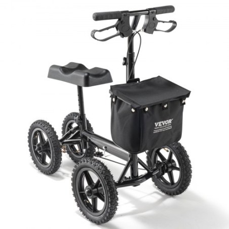Folding Knee Scooter, Aluminum Steerable Knee Walker with Height-Adjustable Handlebar & Knee Pad, 12" All-Terrain Wheels, Dual