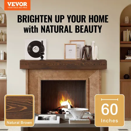 Pejs mantel træ hylde flydende rustik mantel hylde 60 "naturlig