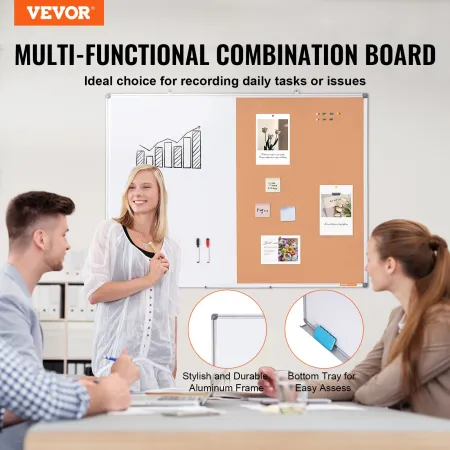 48 "X 36" Whiteboard & Cork Board Combo med aluminiumsramme til