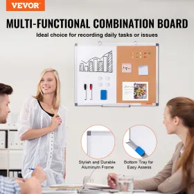24 "X 18" Whiteboard & Cork Board Combo med aluminiumsramme til skolehjem