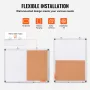 24"x18" Whiteboard & Cork Board Combo with Aluminum Frame – 2-in-1 Magnetic Dry Erase Bulletin Board for Wall Mount – Ideal for 