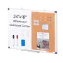 24"x18" Whiteboard & Cork Board Combo with Aluminum Frame – 2-in-1 Magnetic Dry Erase Bulletin Board for Wall Mount – Ideal for 