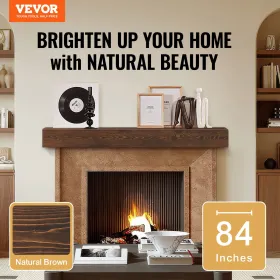 Pejs mantel træ hylde flydende rustik pejs mantel 84 "brun