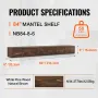 Fireplace Mantel, 84" x 8" x 6", 50 lbs Weight Capacity, Natural Wood Mantel for Over Fireplace, Wall Mounted Floating Farmhouse
