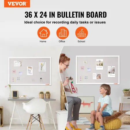 36 "X24" White Cork Board med linned overfladevægmonteret