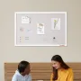 36"x24" White Cork Board with Linen Surface – Stylish Wall-Mounted Bulletin Board for Home, School, Office – Elegant & Functiona