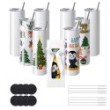 8 Pack Straight Sublimation Tumblers, 30 oz Blank Tumbler Bulk, Stainless Steel Double Wall Tumbler Cups with Straw, Lid,