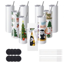 8 Pack Straight Sublimation Tumblers, 30 oz Blank Tumbler Bulk, Stainless Steel Double Wall Tumbler Cups with Straw, Lid,