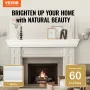 Fireplace Mantel, 60" x 8" x 5", 50 lbs Weight Capacity, Natural Wood Mantel for Over Fireplace, Wall Mounted Floating Farmhouse