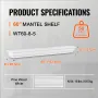 Pejs mantel træ hylde flydende stue mantel hylde 60 "hvid