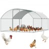 Large Metal Chicken Coop, 9.8x12.9x6.5 ft Walk in Chicken Run for Yard with Waterproof Cover, Doom Roof Hen House with Security