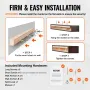 Fireplace Mantel, 60" x 8" x 6", 50 lbs Weight Capacity, Natural Wood Mantel for Over Fireplace, Wall Mounted Floating Farmhouse